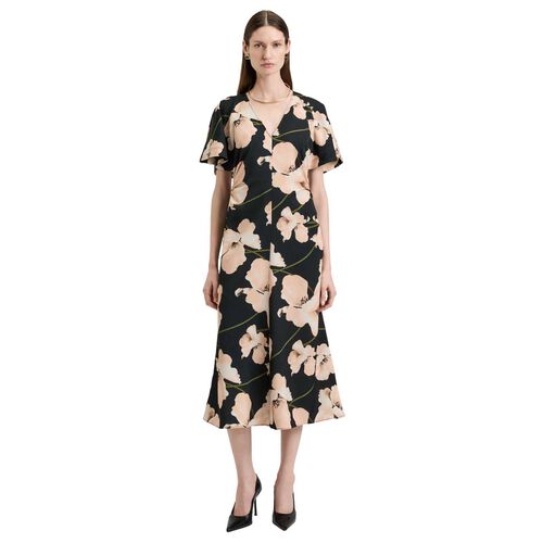 Veronika Maine Blush Poppy Satin Back Crepe Dress